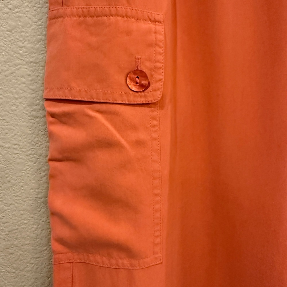 Good Clothes Collections Womens Vintage 100% Silk Cargo Pants Orange Wide Leg 10 - Picture 2 of 11